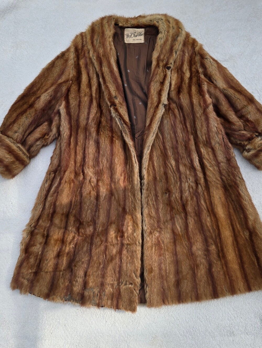 Vintage William H. Frear & Co. Mink Fur Coat - 1960s Striped Mid-Length L/XL